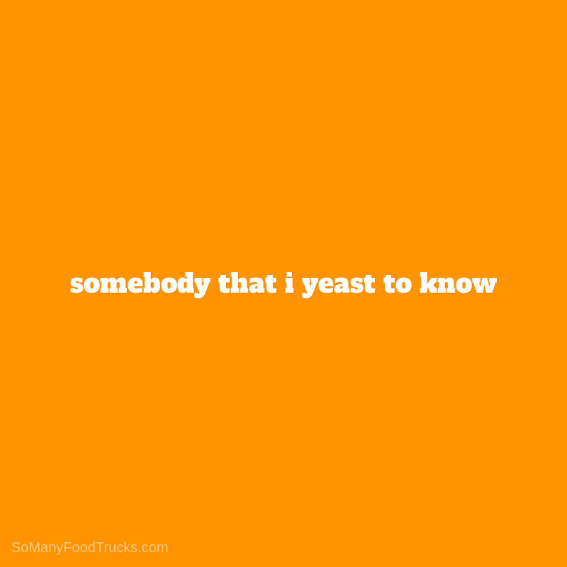 Somebody That I Yeast To Know